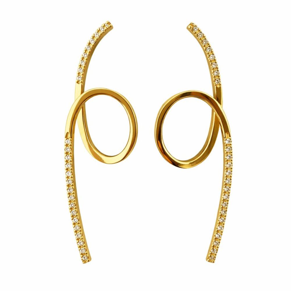 BRINCOS EM OURO 19,2K C/ ZIRCONIAS