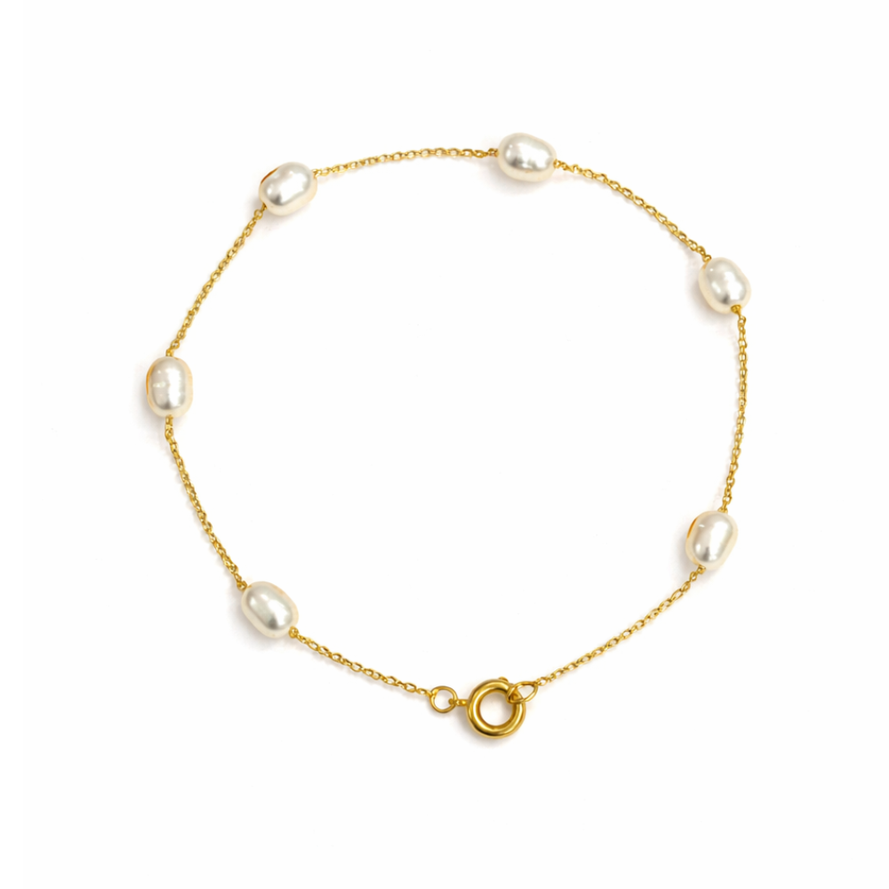 PULSEIRA EM OURO 19,2K C/ PEROLAS DE AGUA DOCE