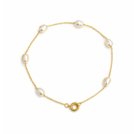 PULSEIRA EM OURO 19,2K C/ PEROLAS DE AGUA DOCE