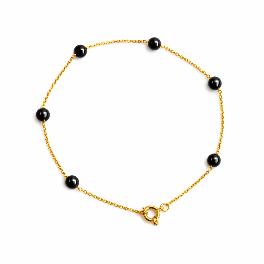 PULSEIRA EM OURO 19,2K PEDRAS HEMATITE
