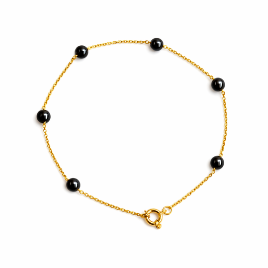 PULSEIRA EM OURO 19,2K PEDRAS HEMATITE