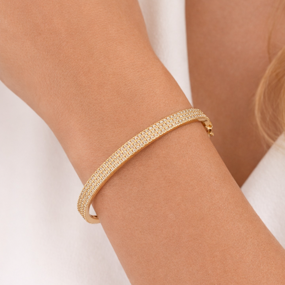 ESCRAVA EM OURO 19,2K C/ ZIRCONIAS