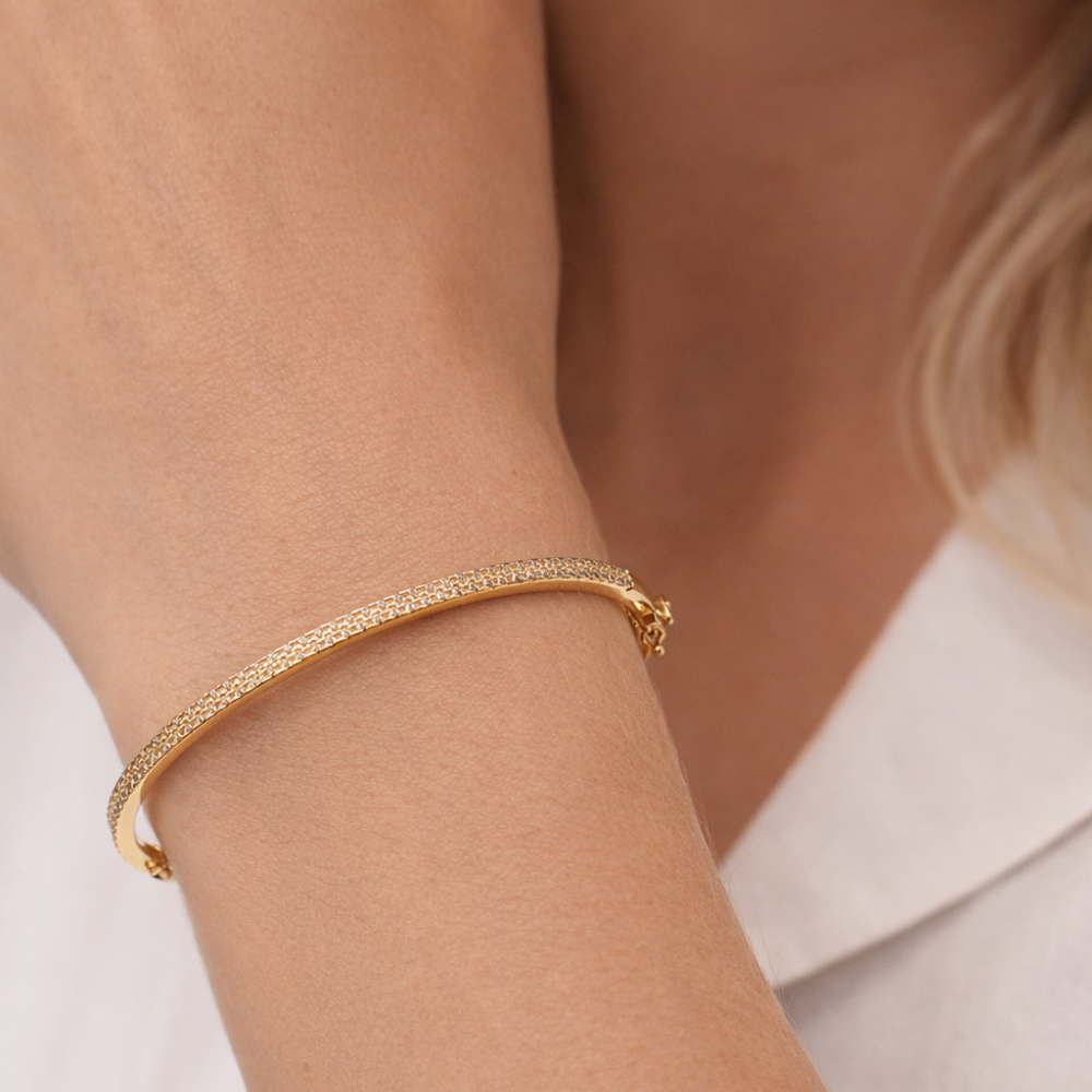 ESCRAVA EM OURO 19,2K C/ ZIRCONIAS