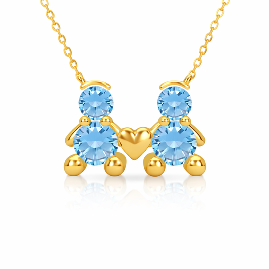 FIO EM PRATA 925% DOURADA DOIS MENINOS  AMORZINHO BY MOCHO