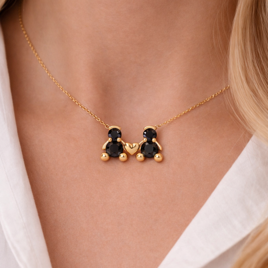 FIO EM PRATA 925% DOURADA DOIS MENINOS AMORZINHO BY MOCHO