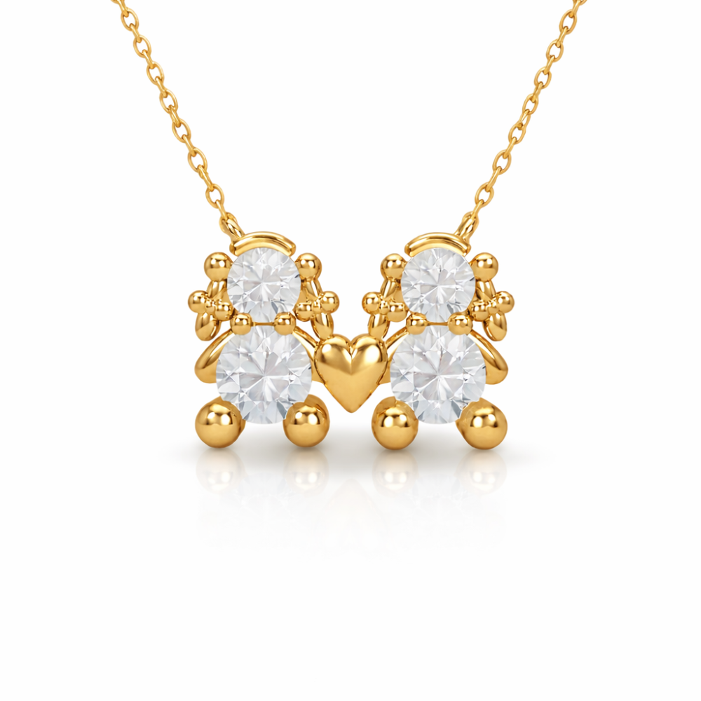 FIO EM PRATA 925% DOURADA DOIS MENINAS AMORZINHO BY MOCHO