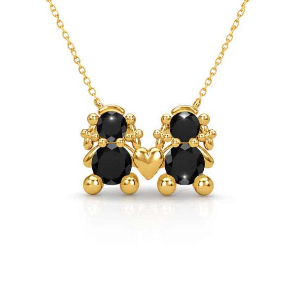 FIO EM PRATA 925% DOURADA 2 MENINAS AMORZINHO BY MOCHO