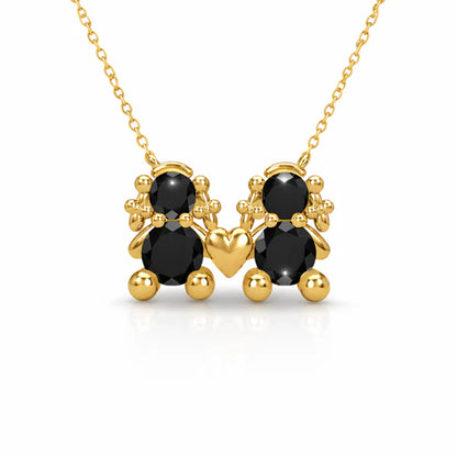 FIO EM PRATA 925% DOURADA 2 MENINAS AMORZINHO BY MOCHO