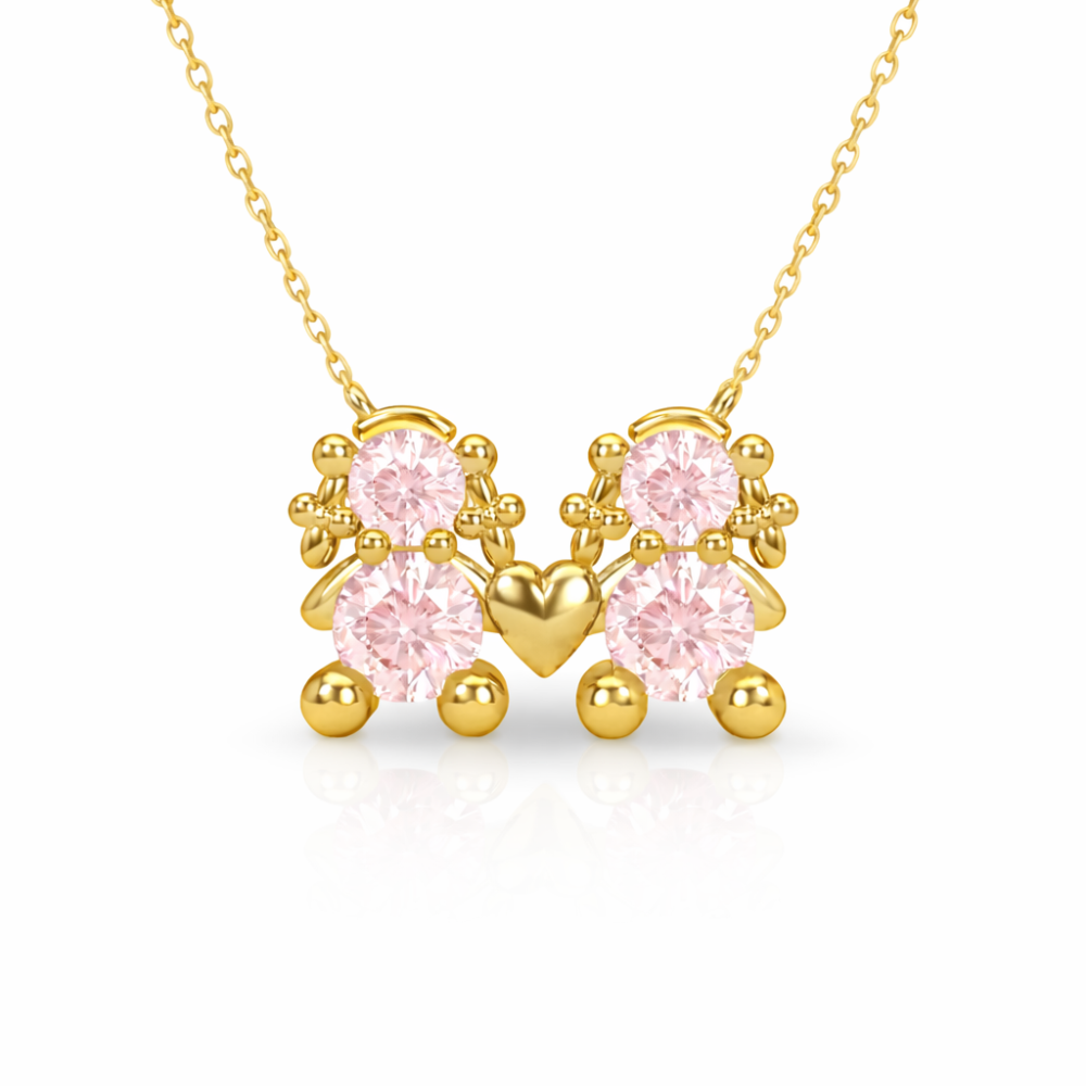 FIO EM PRATA 925% DOURADA DOIS MENINAS AMORZINHO BY MOCHO