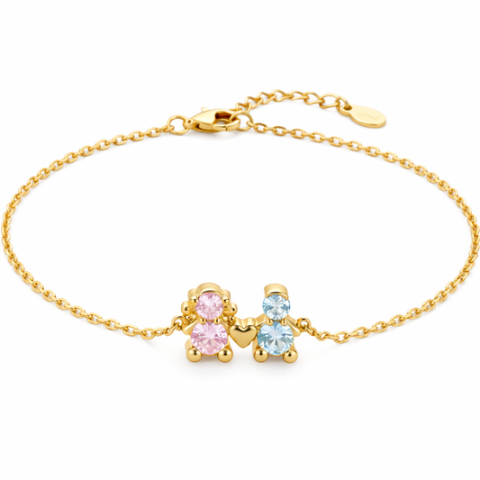 PULSEIRA  EM PRATA 925% DOURADA CASAL AMORZINHO BY MOCHO