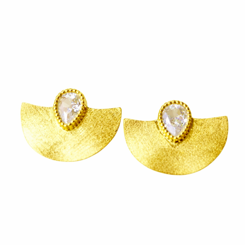 BRINCOS EM PRATA 925% DOURADO COM ZIRCONIAS