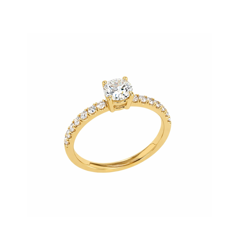 ANEL EM OURO 19,2K C/ ZIRCONIAS