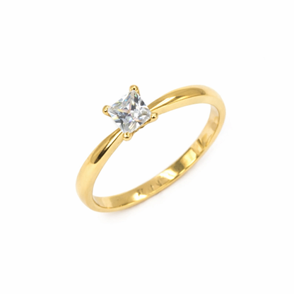 ANEL SOLITÁRIO EM OURO COM ZIRCÓNIAS