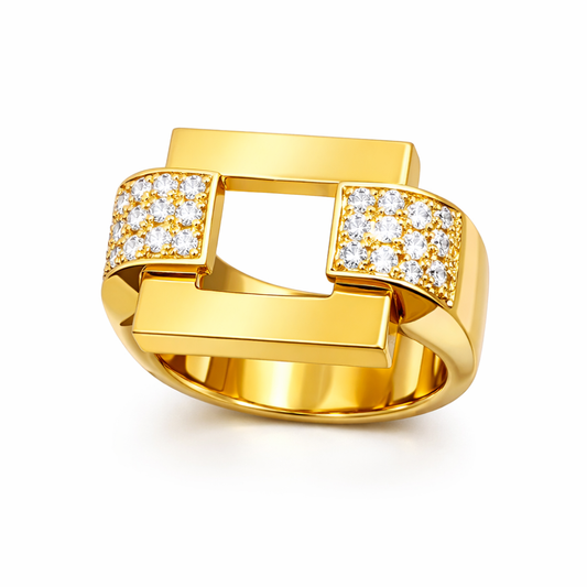 Anel em Ouro 19.2k com diamantes