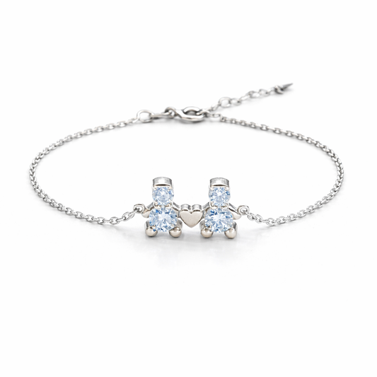 PULSEIRA EM PRATA 925% 2 MENINOS AMORZINHO BY MOCHO