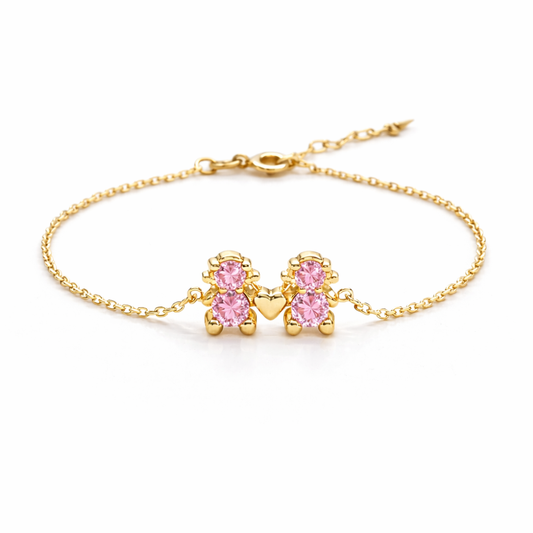 PULSEIRA EM PRATA 925% 2 MENINAS AMORZINHO BY MOCHO