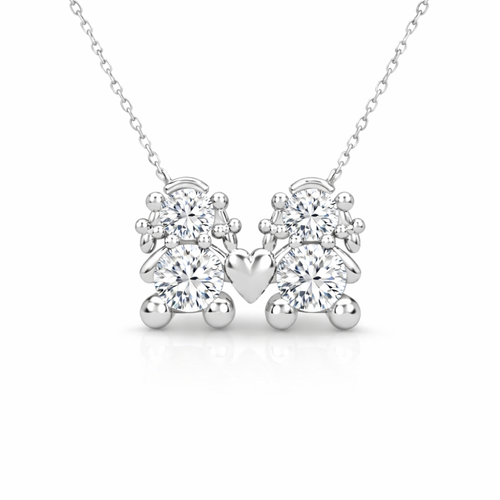 FIO EM PRATA 925% DOURADA 2 MENINAS AMORZINHO BY MOCHO