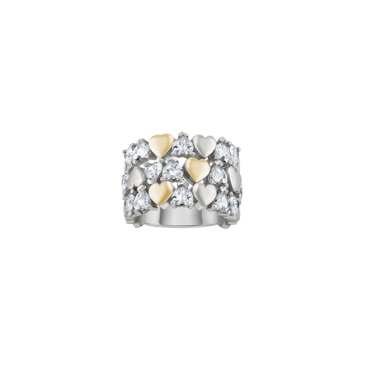 ANEL TASHI HEART IV EM PRATA 925% E OURO 75 T18