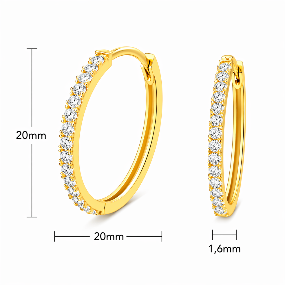 BRINCOS ( ARGOLAS ) EM OURO 9K COM ZIRCONIAS