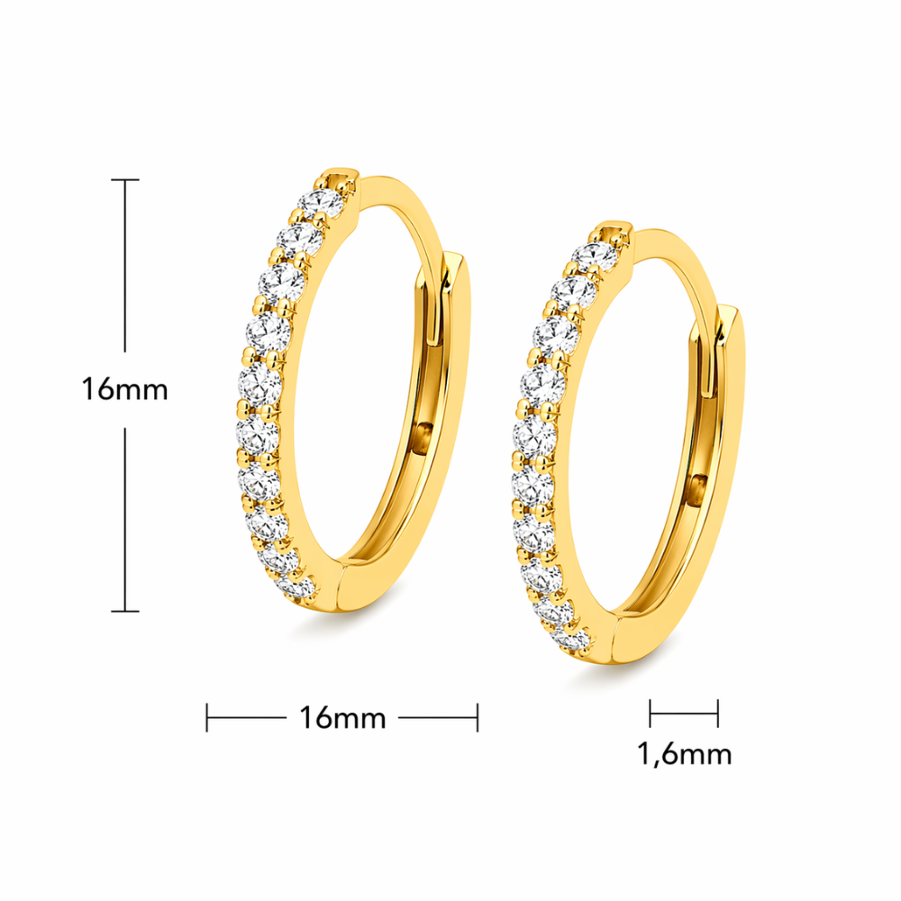 BRINCOS ( ARGOLAS ) EM OURO 9K COM ZIRCONIAS