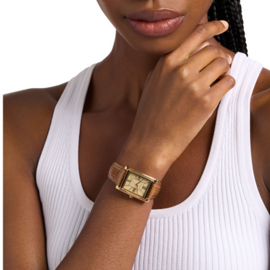 RELOGIO MICHAEL KORS MK7584 DOURADO BRACELETE BEGE MOST. CHAMPANHE