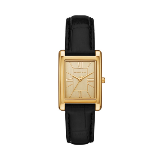 RELOGIO MICHAEL KORS MK4965 DOURADO BRACELETE EM PELE PRETA MOST CHAMPANHE