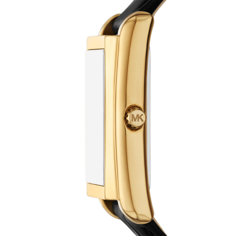RELOGIO MICHAEL KORS MK4965 DOURADO BRACELETE EM PELE PRETA MOST CHAMPANHE
