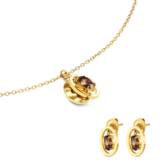 SET COLAR & BRINCOS ONE SENHORA BIRTHSTONE NOVEMBRO