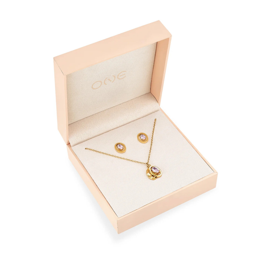 SET COLAR & BRINCOS ONE SENHORA BIRTHSTONE JUNHO
