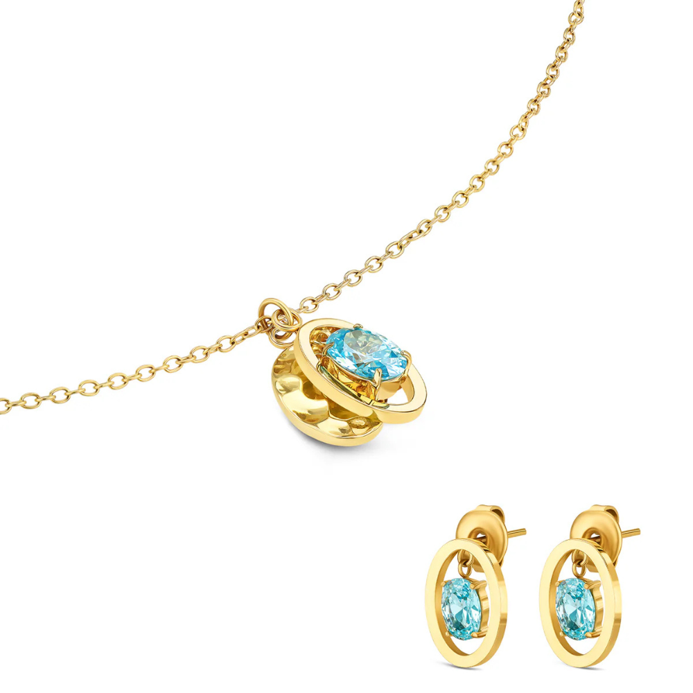 SET COLAR & BRINCOS ONE SENHORA BIRTHSTONE DEZEMBRO