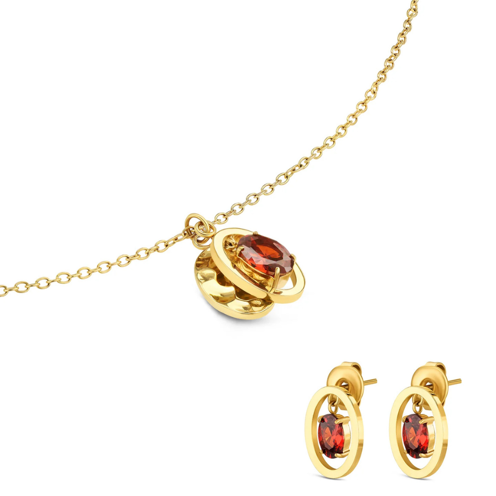 SET COLAR & BRINCOS ONE SENHORA BIRTHSTONE JANEIRO