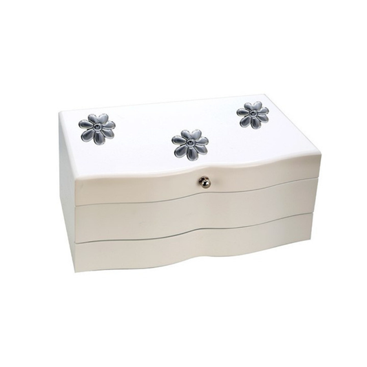 GUARDA JOIAS BRANCO FLORES 27X16X12