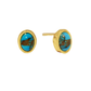 BRINCO EM PRATA 925 TORNILHO COM PEDRA TURQUESA PLAQUEADO A OURO - COULEURS D' ARGENT
