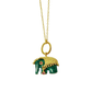 COLAR  EM PRATA 925 ELEFANTE COM PEDRA MALAQUITE  PLAQUEADO A OURO - COULEURS D' ARGENT