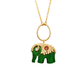 COLAR  EM PRATA 925 ELEFANTE COM PEDRA MALAQUITE PLAQUEADO A OURO - COULEURS D' ARGENT