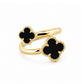 ANEL PRATA 925 DOURADO C/ PEDRAS PRETAS GOFREY