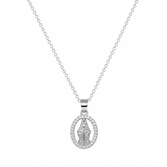COLAR EM PRATA 925 COM MEDALHA DE NOSSA SENHORA