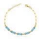 PULSEIRA EM PRATA 925 DOURADA COM PEDRAS AZUL