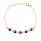 PULSEIRA EM PRATA 925 DOURADA COM PEDRAS DE COR