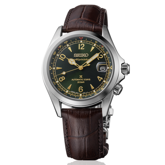 SEIKO PROSPEX ALPINIST 6R55 MOST VERDE PELE CASTANHA