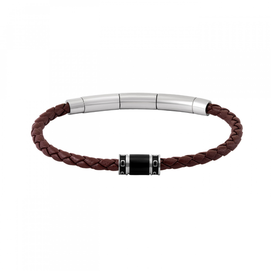 PULSEIRA POLICE EM AÇO E CARBONO E PELE CASTANHA