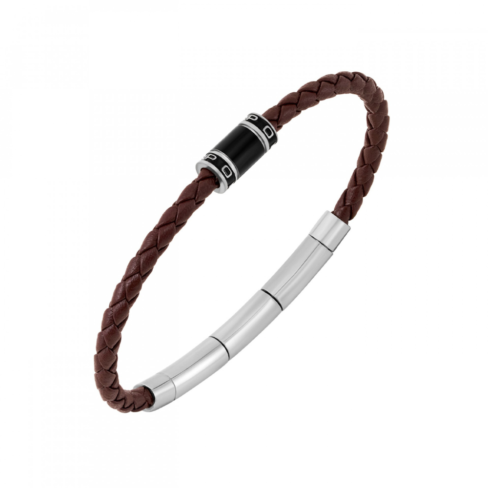 PULSEIRA POLICE EM AÇO E CARBONO E PELE CASTANHA
