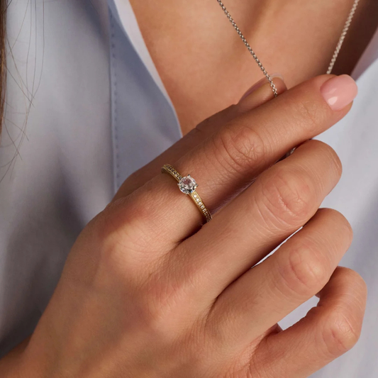 ANEL TI SENTO EM PRATA 925% BICOLOR COM ZIRCONIAS
