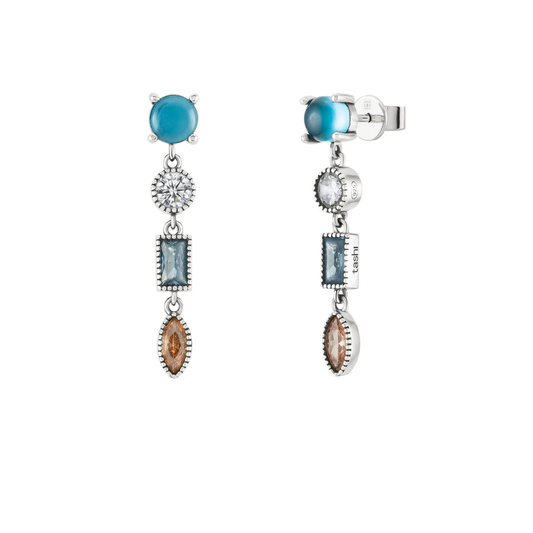 BRINCOS TASHI ISTAMBUL AZUL EM PRATA 925