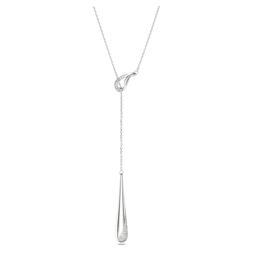 Pendente Y Swarovski Classica Lapidação redonda, Branco, Prata esterlina