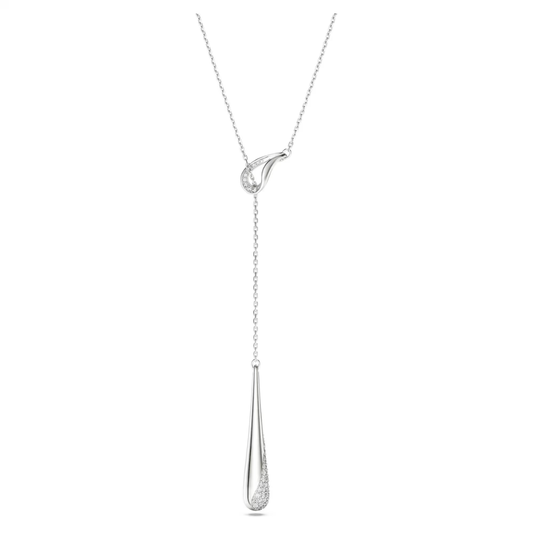 Pendente Y Swarovski Classica Lapidação redonda, Branco, Prata esterlina