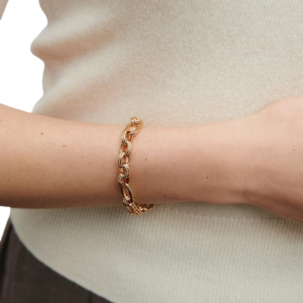 PULSEIRA  VIDAL & VIDAL EM BRONZE COM BANHO DE OURO 18K