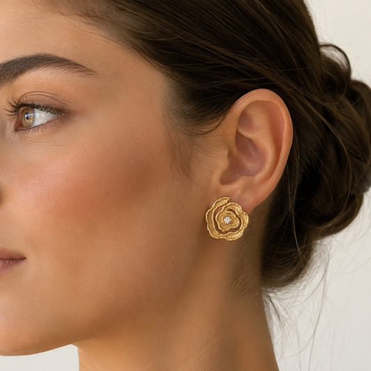 BRINCOS EM PRATA 925 DOURADO COM ZIRCÔNIAS - XAMMA
