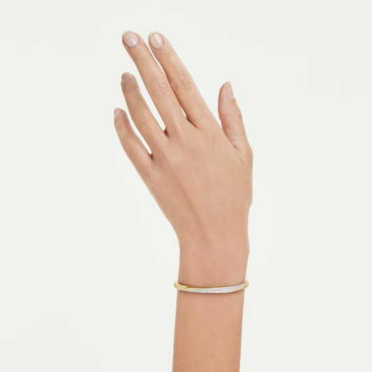 Bracelete Swarovski Classica Lapidação redonda, Branca, Prata esterlina, acabamento em ouro de 18 quilates 27.00gr