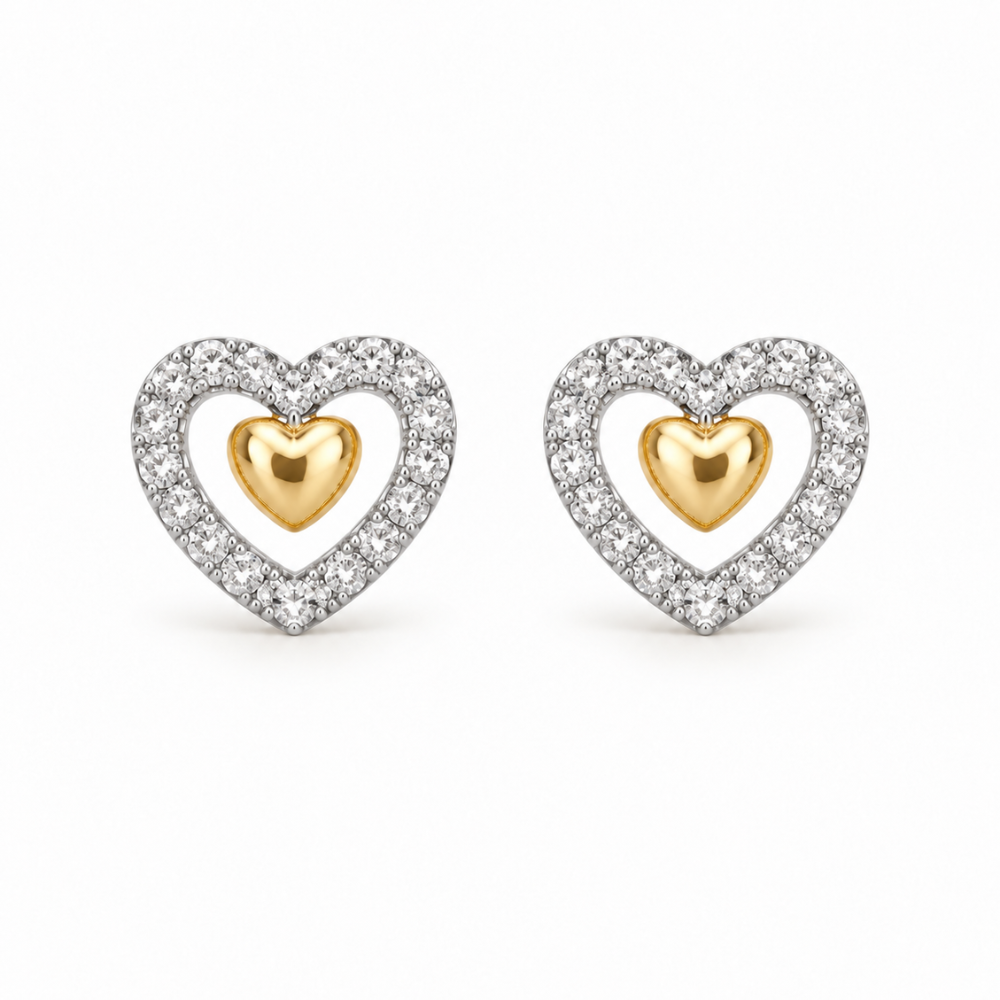 BRINCOS EM PRATA 925% C/ ZIRCONIAS - PURE LOVE